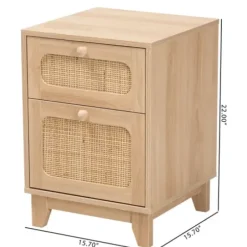Nightstands-Kirkland's Home Light Wood And Cane Accent Nightstand Brown