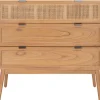 Dressers & Chests-Kirkland's Home Light Wood And Cane 3-Drawer Chest Brown