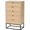 Dressers & Chests-Kirkland's Home Light Wood And Rat 5-Drawer Chest Tan