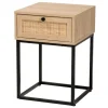 Nightstands-Kirkland's Home Light Wood And Rat Square Nights D Tan