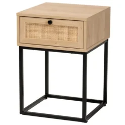 Nightstands-Kirkland's Home Light Wood And Rat Square Nights D Tan