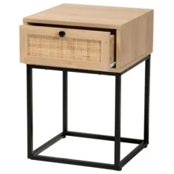 Nightstands-Kirkland's Home Light Wood And Rat Square Nights D Tan
