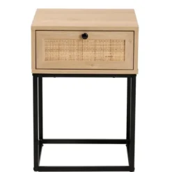 Nightstands-Kirkland's Home Light Wood And Rat Square Nights D Tan