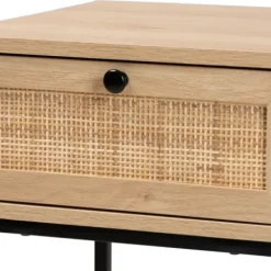Nightstands-Kirkland's Home Light Wood And Rat Square Nights D Tan
