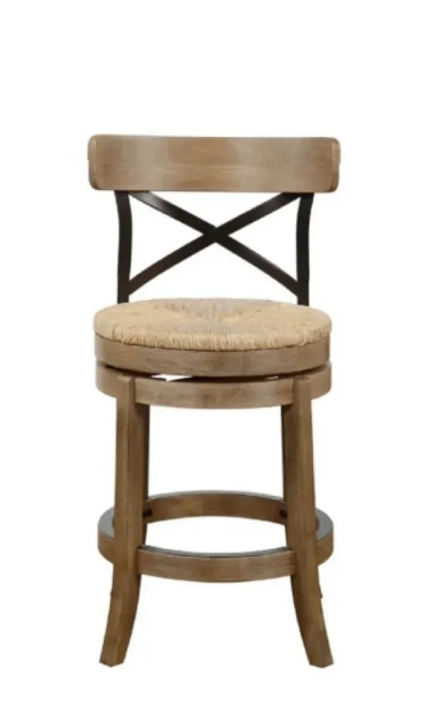 Bar Stools & Counter Height Stools-Kirkland's Home Light Wood And Seagrass Swivel Counter Stool Brown