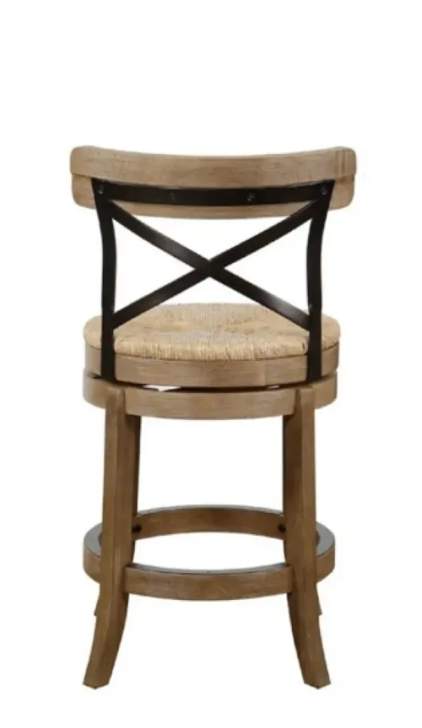 Bar Stools & Counter Height Stools-Kirkland's Home Light Wood And Seagrass Swivel Counter Stool Brown