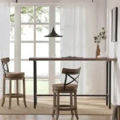 Bar Stools & Counter Height Stools-Kirkland's Home Light Wood And Seagrass Swivel Counter Stool Brown