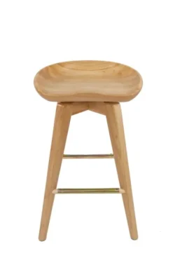 Bar Stools & Counter Height Stools-Kirkland's Home Light Wood Backless Swivel Counter Stool Tan