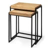 Accent & End Tables-Kirkland's Home Light Wood Nesting Accent Tables, Set Of 2 Tan/Black