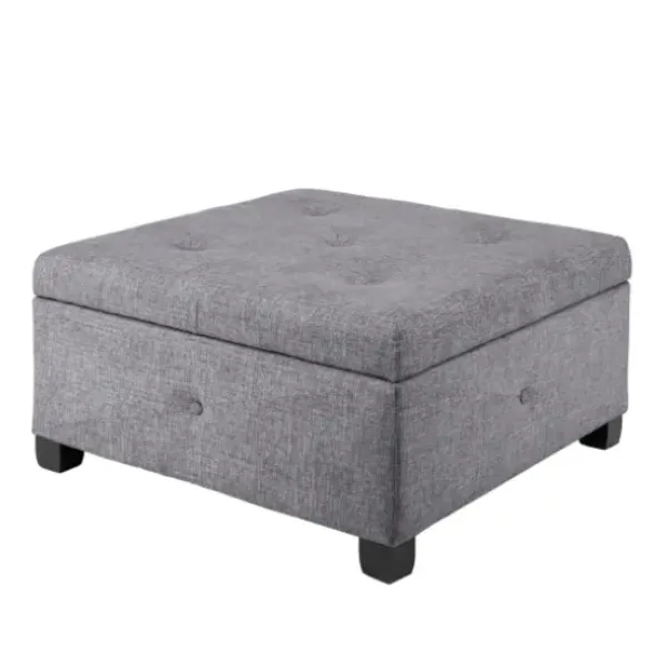 Benches & Ottomans-Kirkland's Home Lila Tufted Charcoal Storage Ottoman Gray