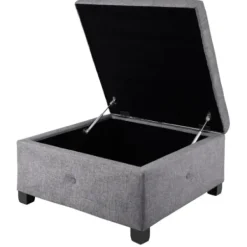 Benches & Ottomans-Kirkland's Home Lila Tufted Charcoal Storage Ottoman Gray