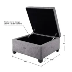 Benches & Ottomans-Kirkland's Home Lila Tufted Charcoal Storage Ottoman Gray