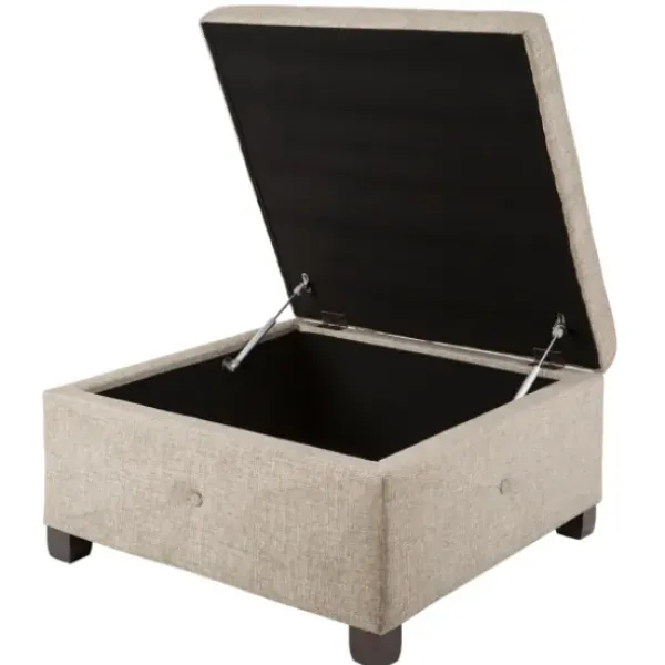 Benches & Ottomans-Kirkland's Home Lila Tufted Sand Storage Ottoman Tan