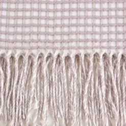 Blankets & Throws-Kirkland's Home Lilac And White Waffle Knit Fringe Throw Pink