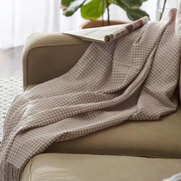 Blankets & Throws-Kirkland's Home Lilac And White Waffle Knit Fringe Throw Pink
