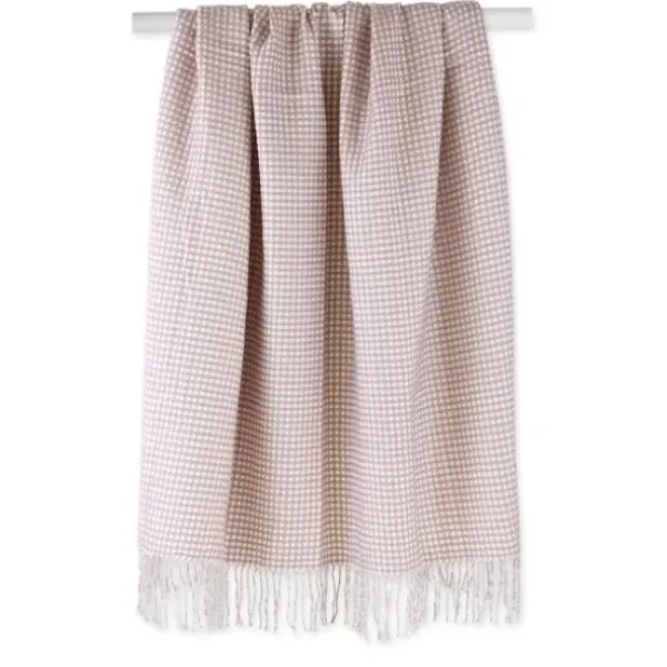 Blankets & Throws-Kirkland's Home Lilac And White Waffle Knit Fringe Throw Pink