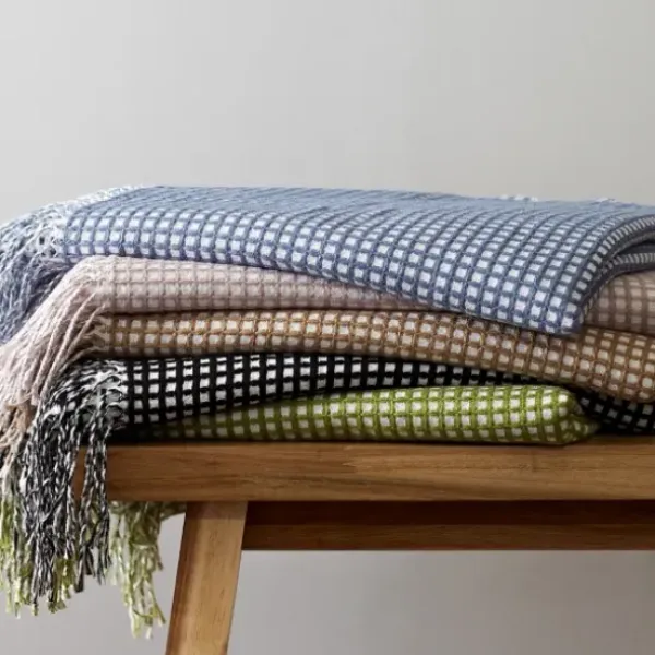 Blankets & Throws-Kirkland's Home Lilac And White Waffle Knit Fringe Throw Pink