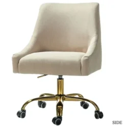 Office Furniture-Kirkland's Home Lili Cream Golden Office Chair Ivory