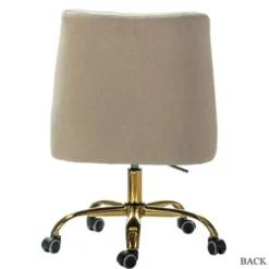 Office Furniture-Kirkland's Home Lili Cream Golden Office Chair Ivory