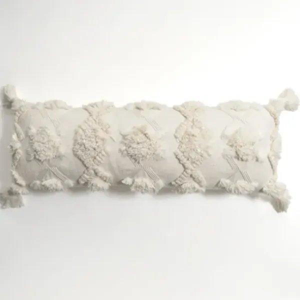 Pillows-Kirkland's Home Lily Cotton Lumbar Pillow White