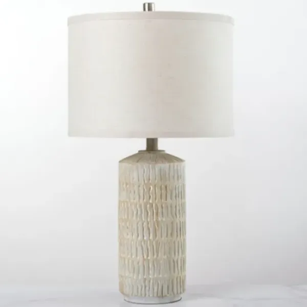 Table Lamps-Kirkland's Home Line Textured Whitewash Table Lamp Ivory