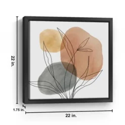 Framed Art-Kirkland's Home Linear Leaf Trio Framed Canvas Art Print White/Gray/Orange