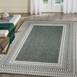 Outdoor Rugs-Kirkland's Home Linear Macy Indoor/Outdoor Area Rug, 6X9 Green