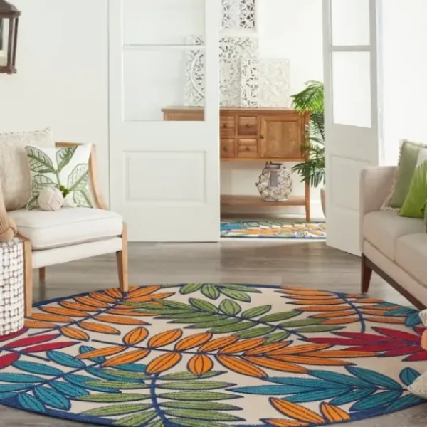 Outdoor Rugs-Kirkland's Home Linear Sundry Outdoor Area Rug, 6X9 Gray