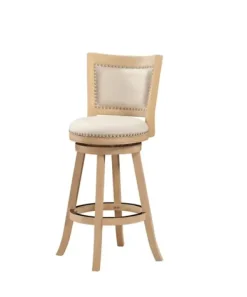 Bar Stools & Counter Height Stools-Kirkland's Home Linen And Driftwood Nailhead Swivel Bar Stool Brown