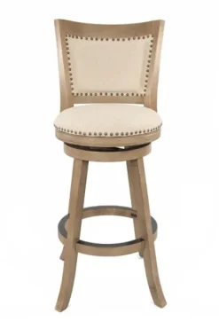 Bar Stools & Counter Height Stools-Kirkland's Home Linen And Driftwood Nailhead Swivel Bar Stool Brown