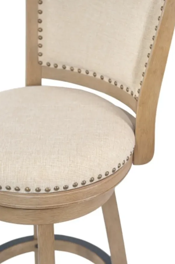 Bar Stools & Counter Height Stools-Kirkland's Home Linen And Driftwood Nailhead Swivel Bar Stool Brown
