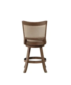Bar Stools & Counter Height Stools-Kirkland's Home Linen And Driftwood Nailhead Swivel Counter Stool Ivory
