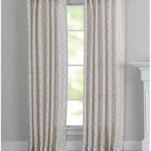 Curtains & Drapes-Kirkland's Home Linen Braided Top Curtain Panel Set, 84 In. White