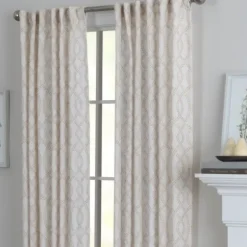 Curtains & Drapes-Kirkland's Home Linen Braided Top Curtain Panel Set, 84 In. White