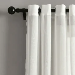 Curtains & Drapes-Kirkland's Home Linen Button And Stripe Curtain Panel Set, 84 In. Tan/White