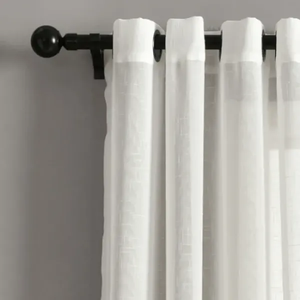Curtains & Drapes-Kirkland's Home Linen Button And Stripe Curtain Panel Set, 84 In. Tan/White