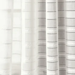 Curtains & Drapes-Kirkland's Home Linen Button And Stripe Curtain Panel Set, 84 In. Tan/White