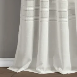 Curtains & Drapes-Kirkland's Home Linen Button And Stripe Curtain Panel Set, 84 In. Tan/White