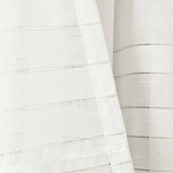 Curtains & Drapes-Kirkland's Home Linen Button And Stripe Curtain Panel Set, 84 In. Tan/White