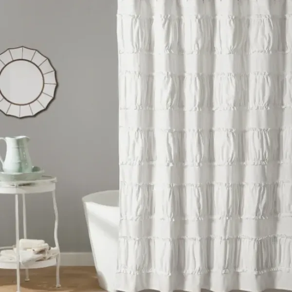 Shower Curtains-Kirkland's Home Linen Button Shower Curtain Tan