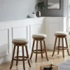 Bar Stools & Counter Height Stools-Kirkland's Home Linen Driftwood Finish Swivel Bar Stool Tan