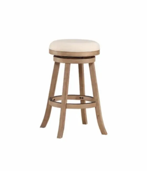 Bar Stools & Counter Height Stools-Kirkland's Home Linen Driftwood Finish Swivel Bar Stool Tan