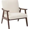 Accent Chairs-Kirkland's Home Linen Mid-Century Desmond Accent Chair White