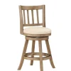 Bar Stools & Counter Height Stools-Kirkland's Home Linen Slat Back Swivel Counter Stool Ivory