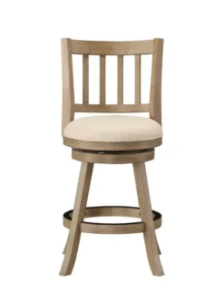Bar Stools & Counter Height Stools-Kirkland's Home Linen Slat Back Swivel Counter Stool Ivory