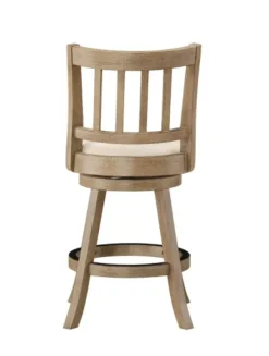 Bar Stools & Counter Height Stools-Kirkland's Home Linen Slat Back Swivel Counter Stool Ivory