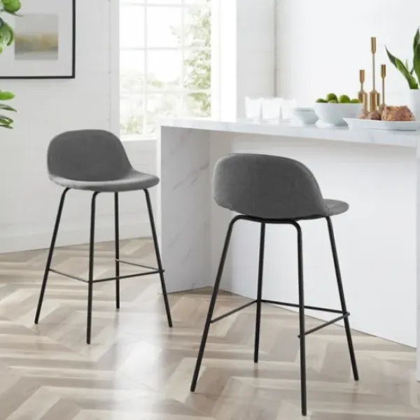 Bar Stools & Counter Height Stools-Kirkland's Home Linen Slope Seat Counter Stools, Set Of 2 Gray