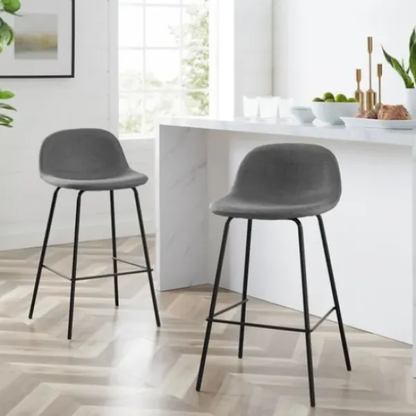 Bar Stools & Counter Height Stools-Kirkland's Home Linen Slope Seat Counter Stools, Set Of 2 Gray