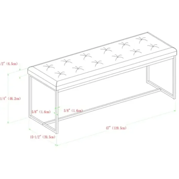Benches & Ottomans-Kirkland's Home Linen Tufted Bench With Metal Base Tan