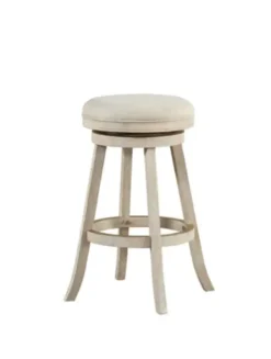 Bar Stools & Counter Height Stools-Kirkland's Home Linen Upholstered Swivel Bar Stool Ivory